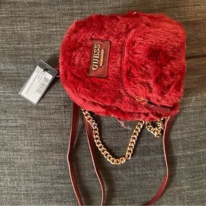 Guess Wine Faux Fur Crossbody